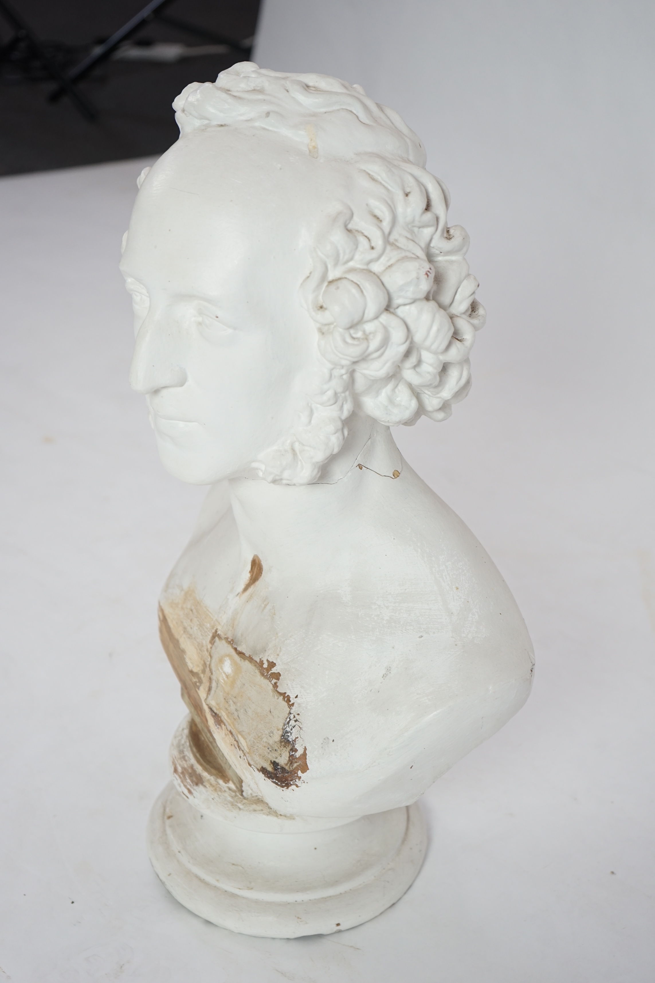 A Victorian plaster bust of Felix Mendelssohn (1809-1847)